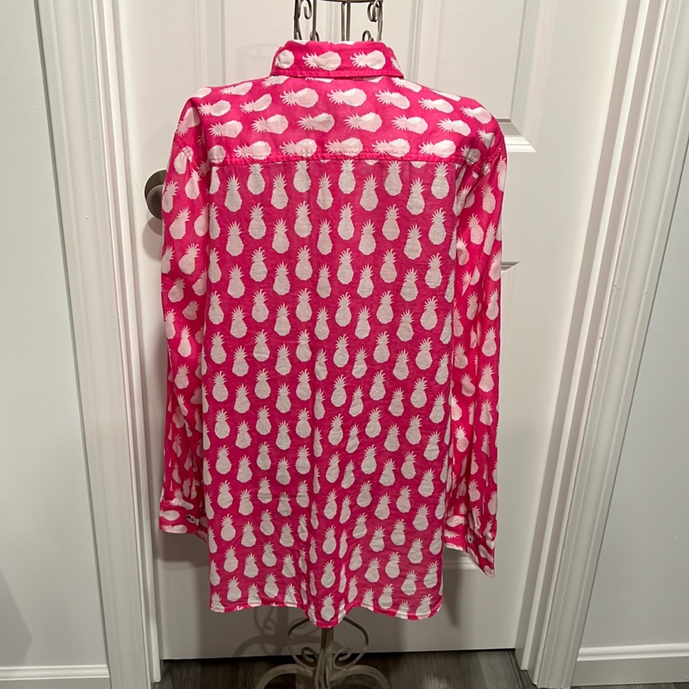 Talbots Pineapple Print Button Down, Size L - image 4